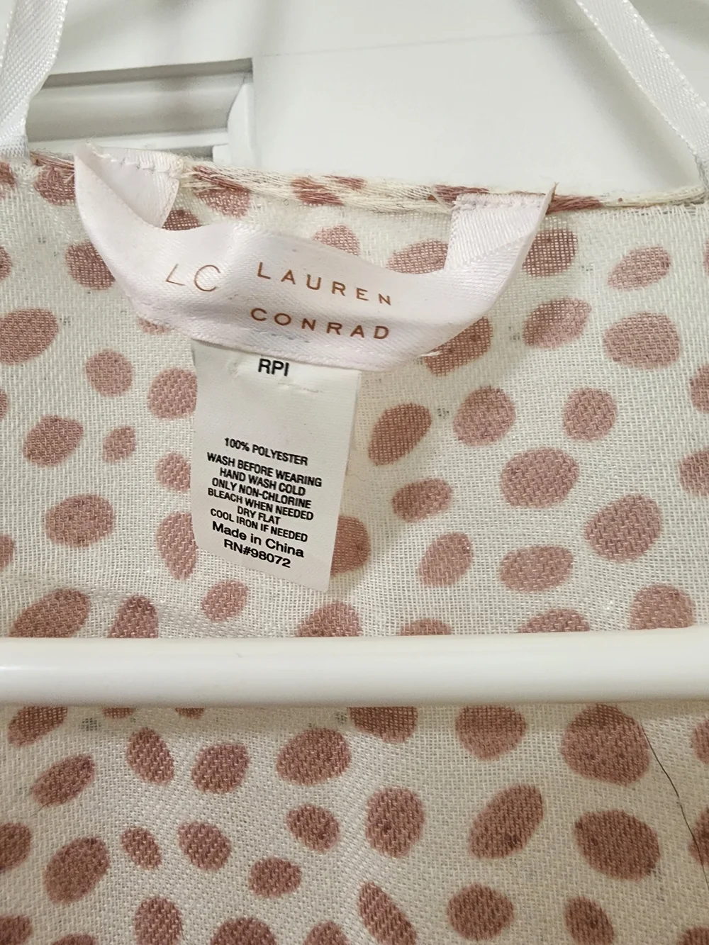 LC Lauren Conrad Cream and Blush Pink Polka Dot Kimono Wrap